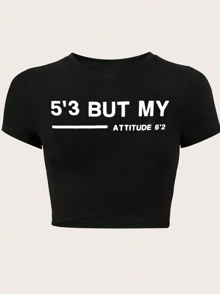 Gray Letter Print Square Tee