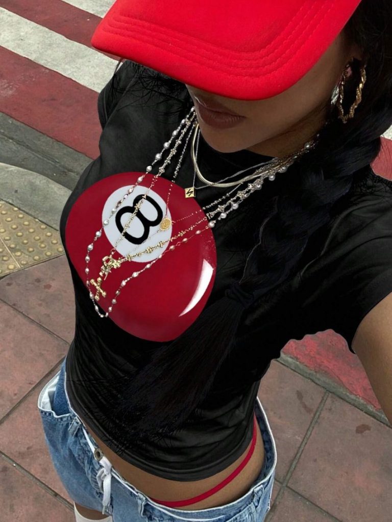 Red Smiley Print Tee