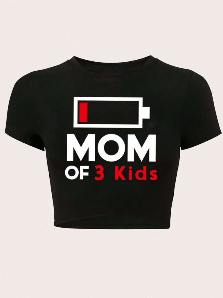Letter Print 3-4 Sleeve Tee