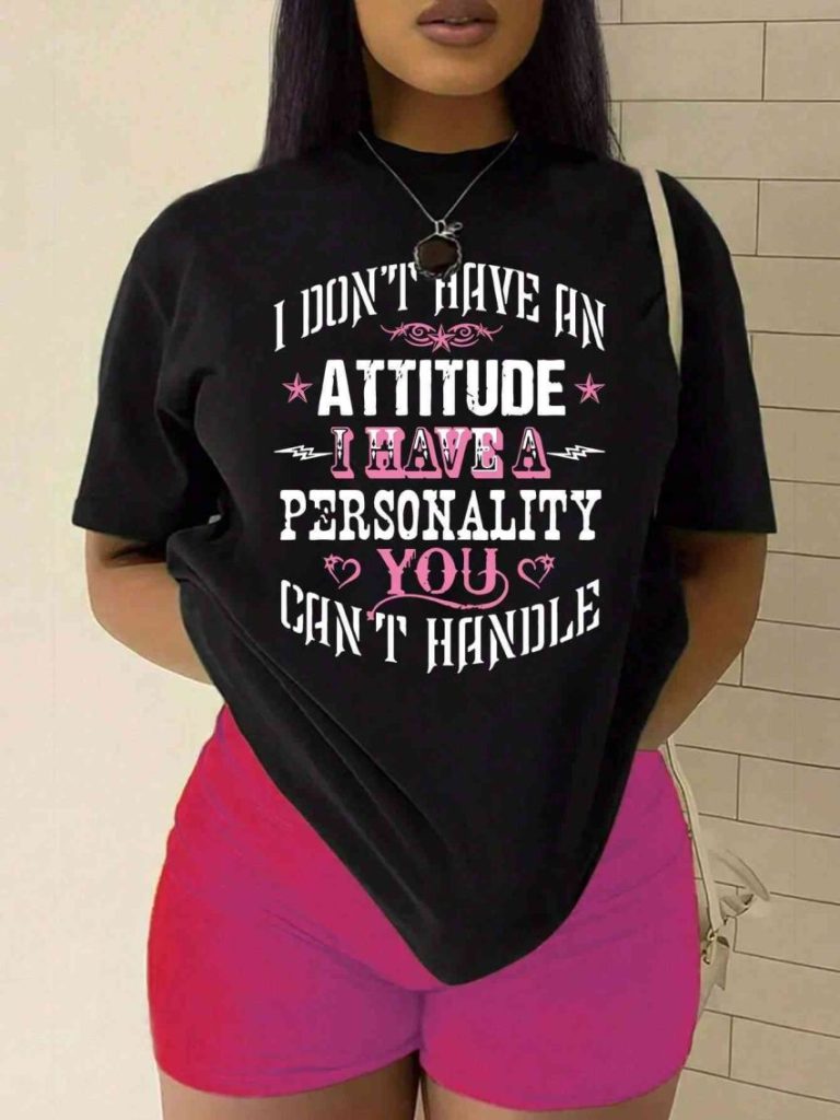 Attitude Slogan Cotton Tee