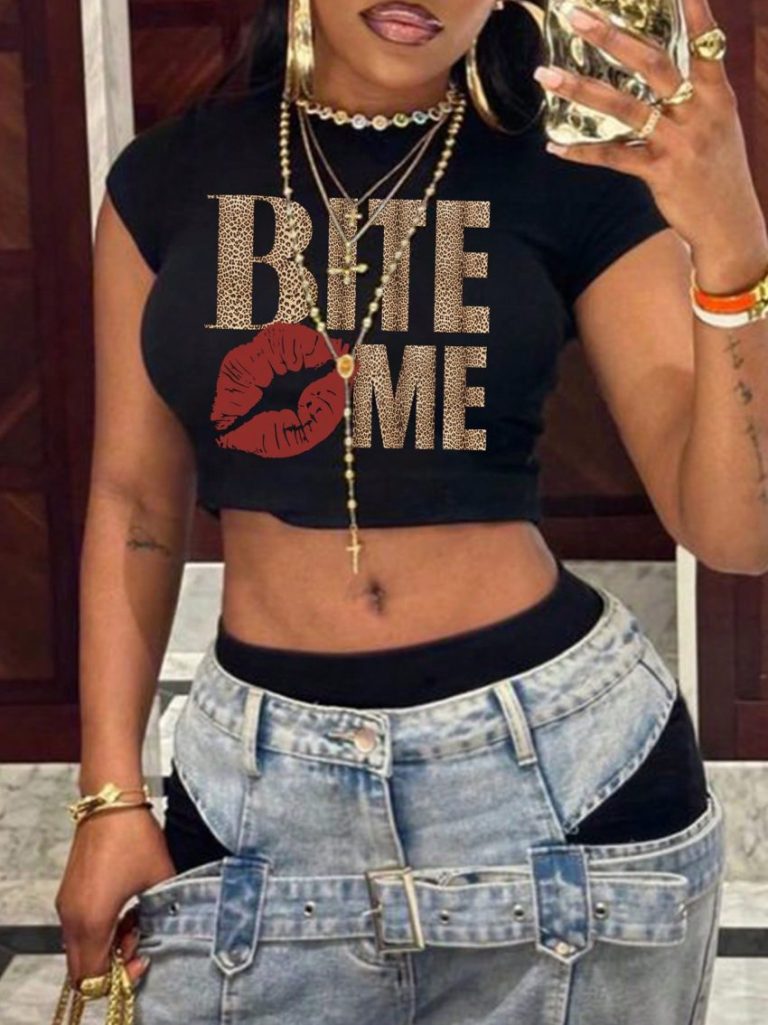 Bite Me Leopard Crop Tee