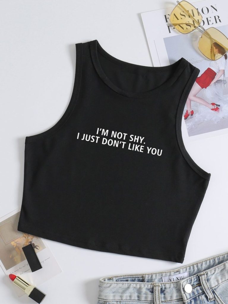 Shy Slogan Cotton Tank
