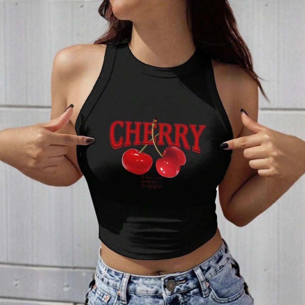 Cherry Halter Graphic Tank
