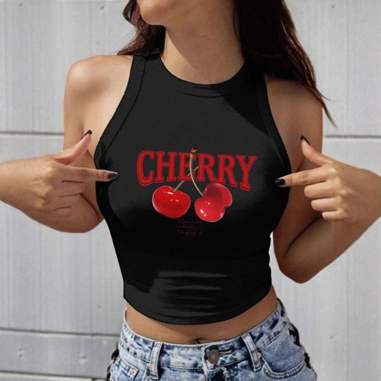 Cherry Halter Graphic Tank