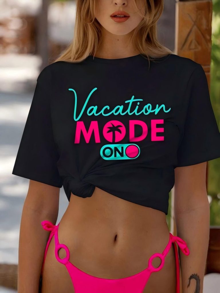 Vacation Mode Neon Crop Tee