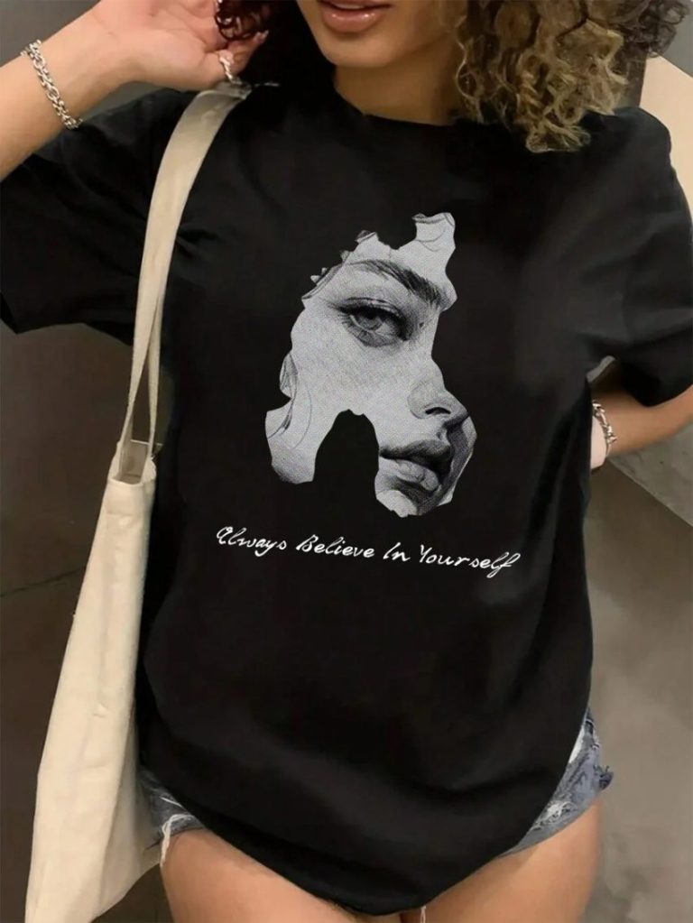 Art Face Print Graphic Tee