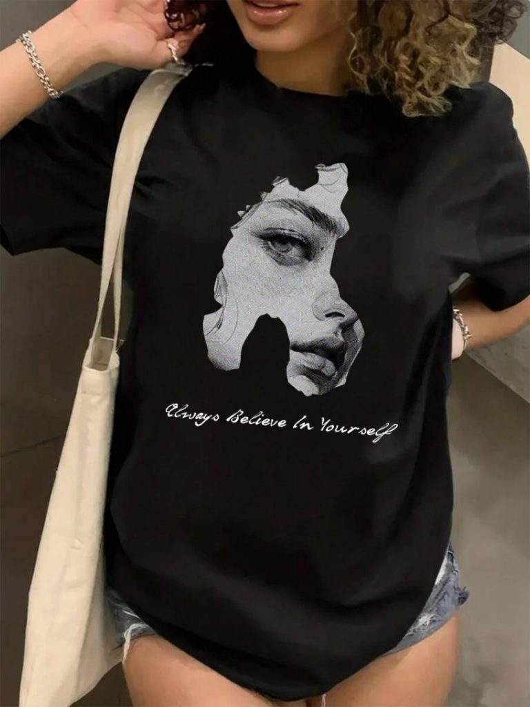 Art Face Print Graphic Tee
