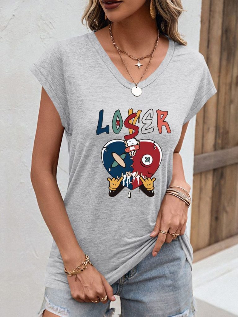 Flag Print 3-4 Sleeve Tee