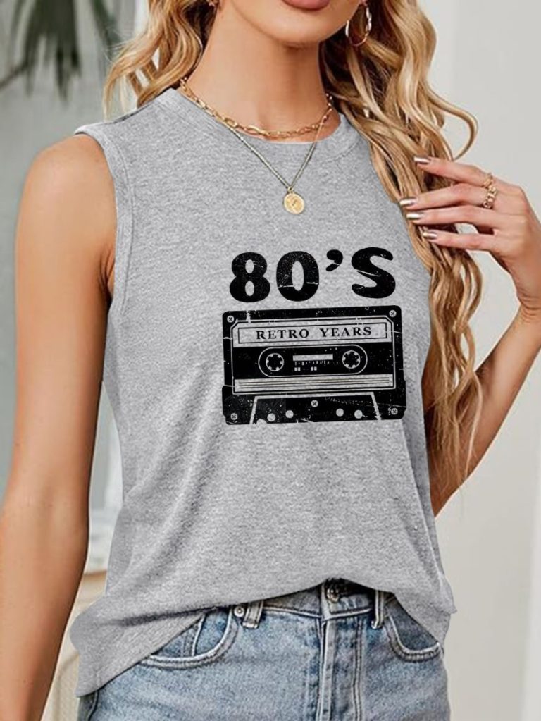 Gray Music Print Off-Shoulder Top