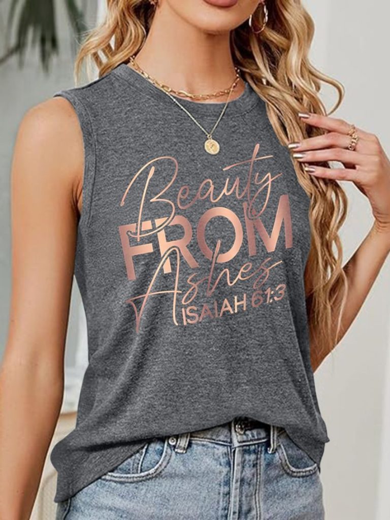Brown Heart Print Sleeveless Top
