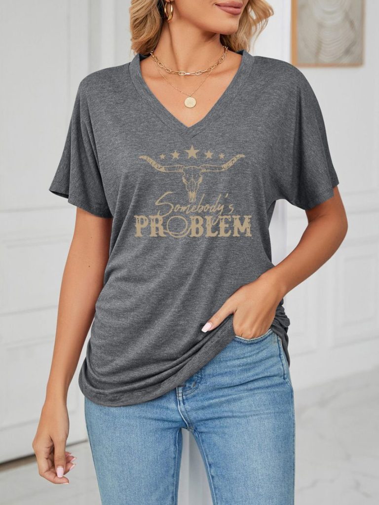 Gray Star Print Crew Tee