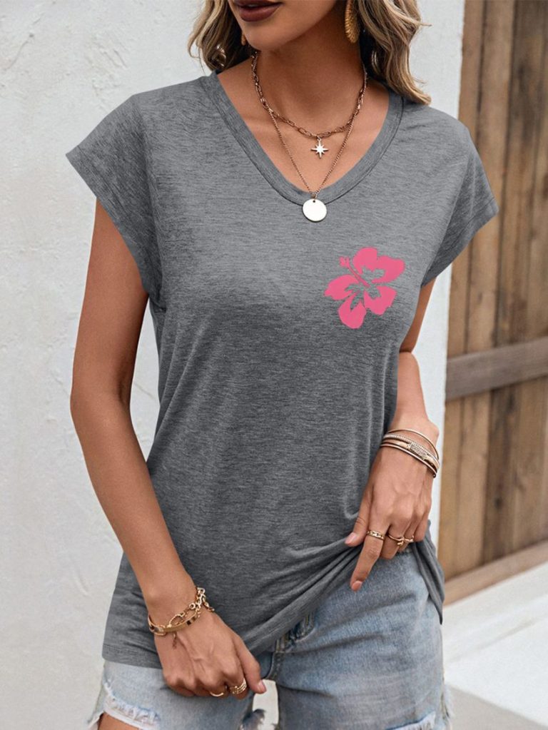 Multicolor Heart Print Square Tee