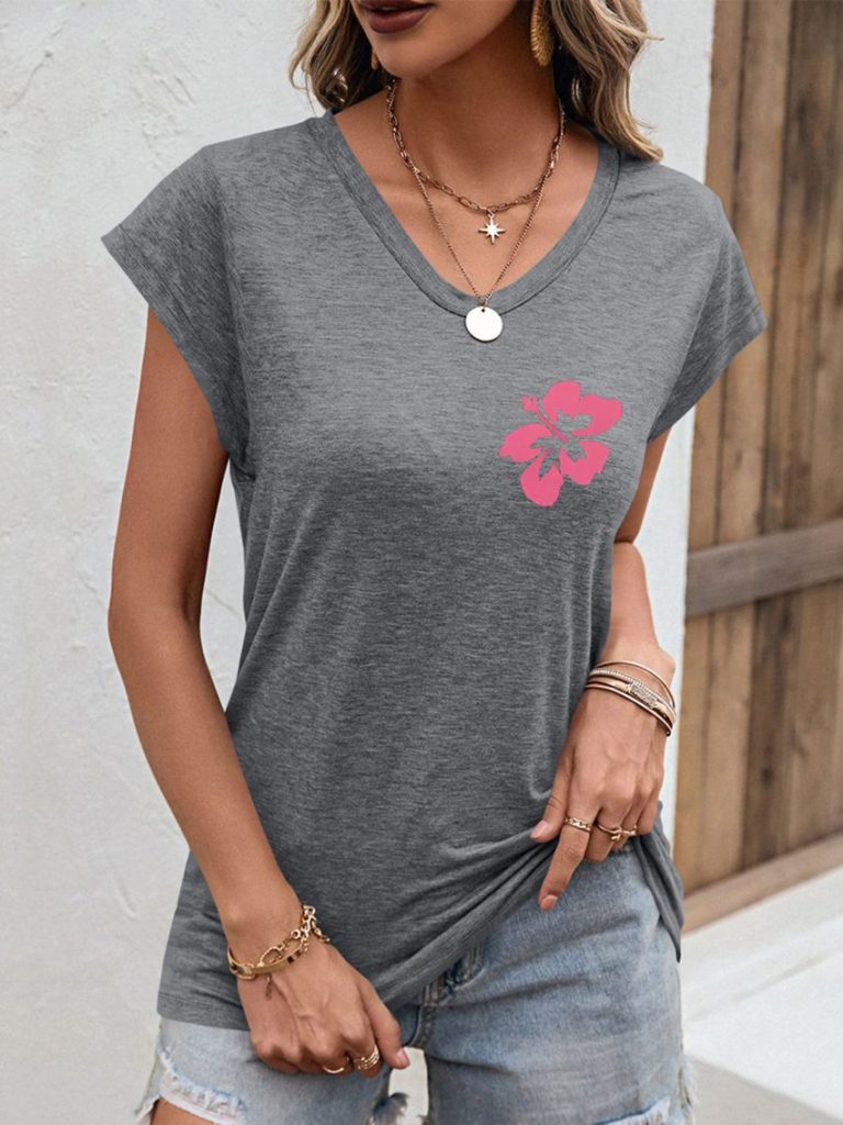 Multicolor Heart Print Square Tee