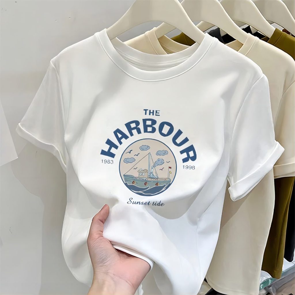 Beige Cartoon Print Tee