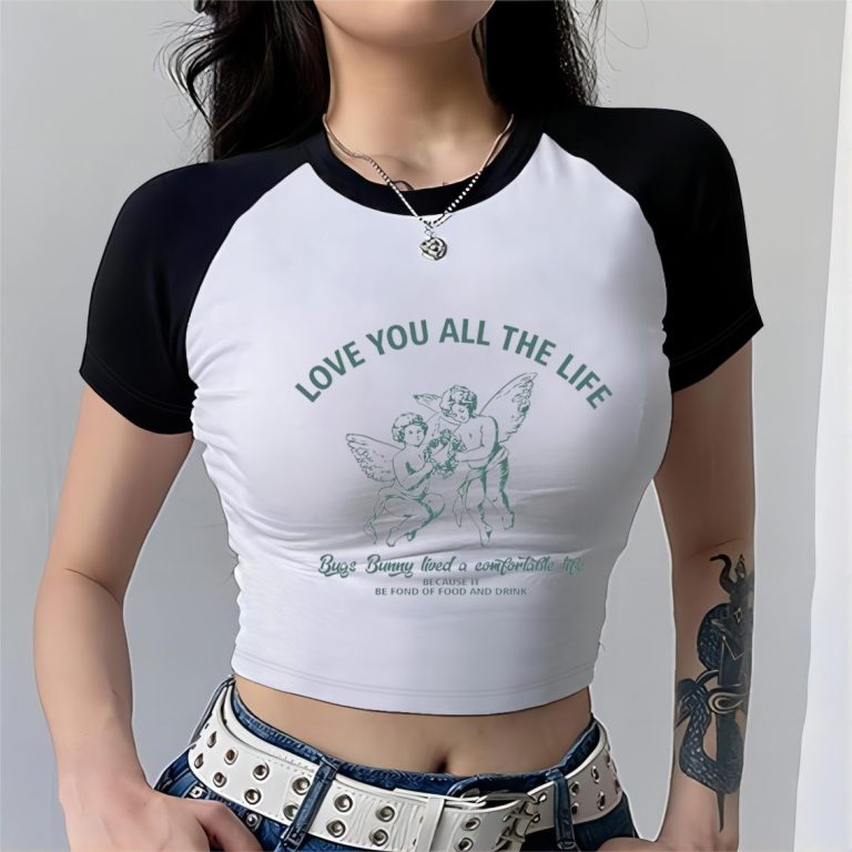 Green Music Print Off-Shoulder Top