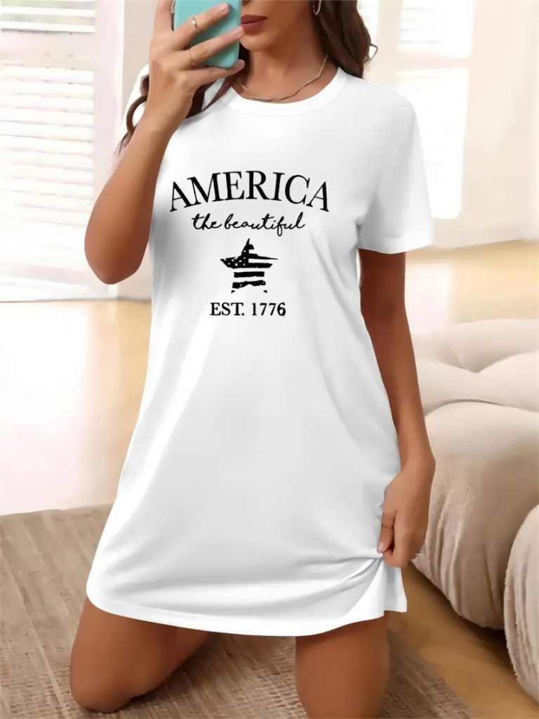 Beige Flag Print Tee