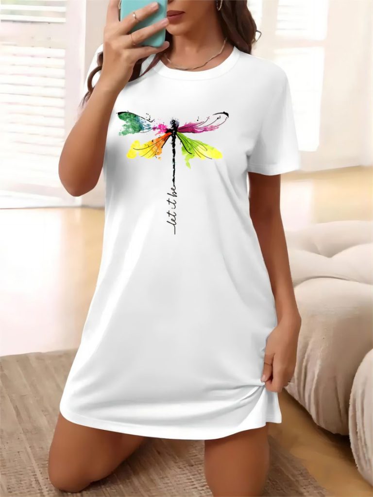 Butterfly Print V-Neck Tee