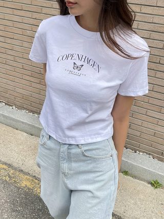 Gray Letter Print Crew Tee