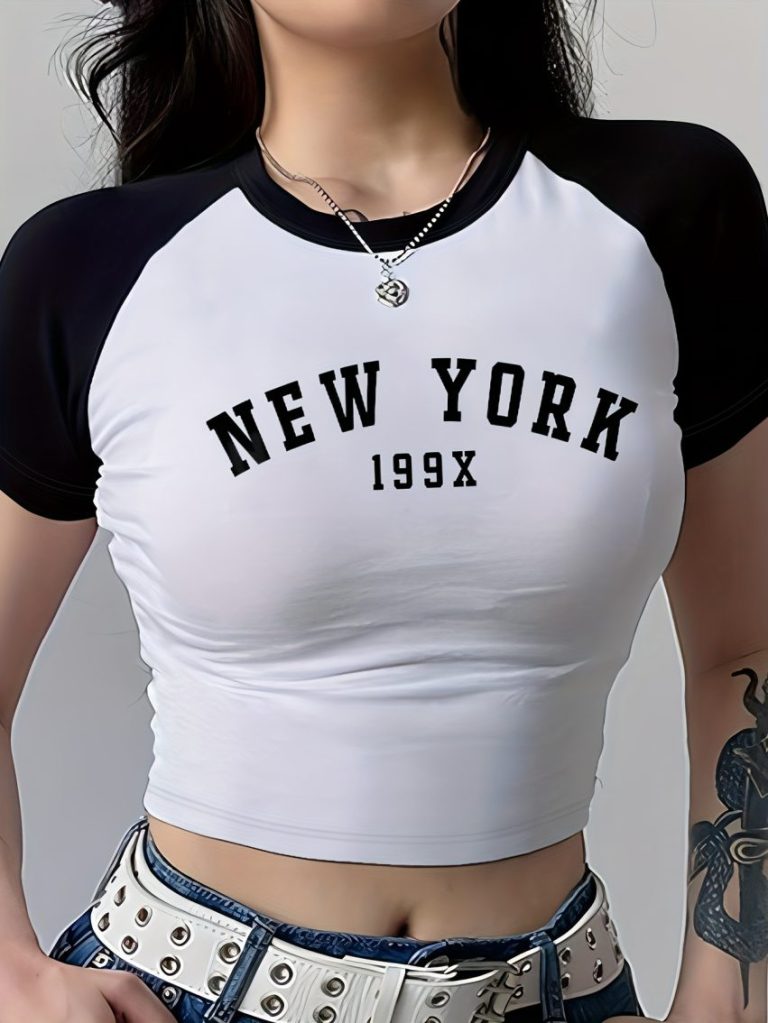 White Letter Print Top