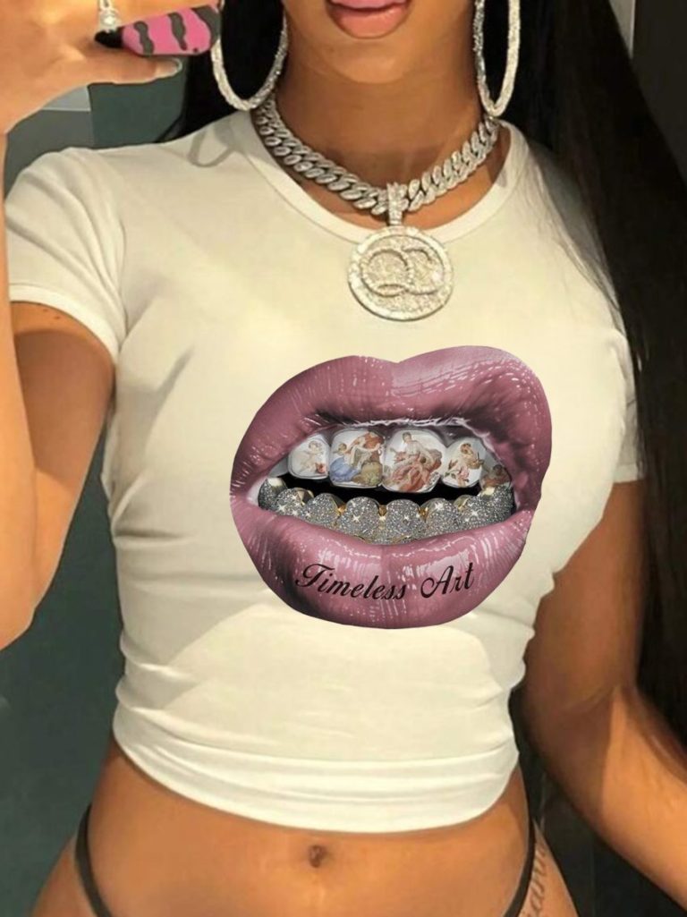 Gray Leopard Print V-Neck Tee