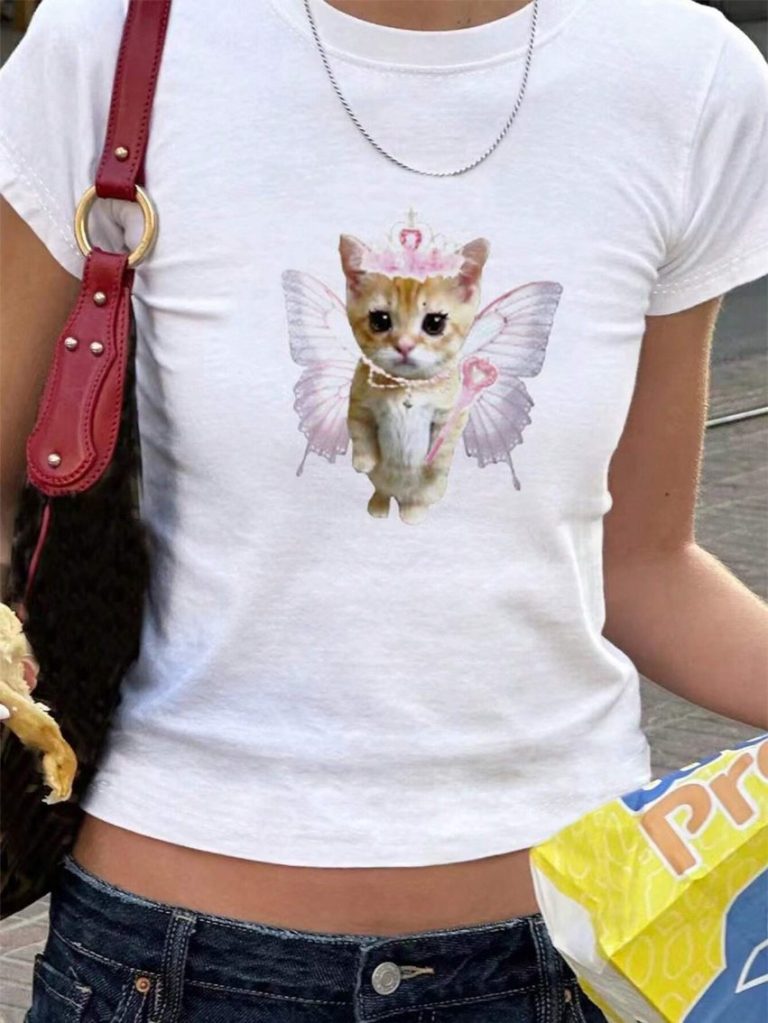 Beige Cartoon Print Tee