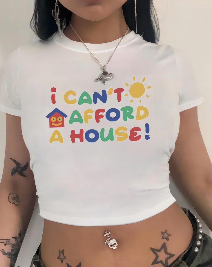 White Rainbow Print Halter Tee