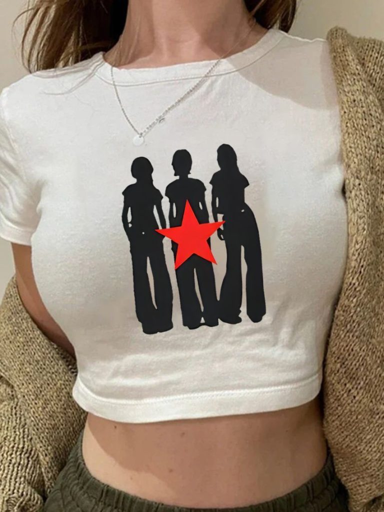 Brown Star Print Crew Tee