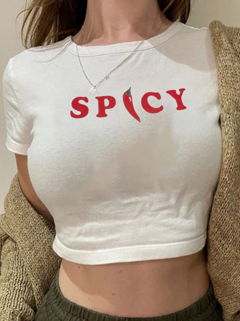 Orange Star Print V-Neck Tee