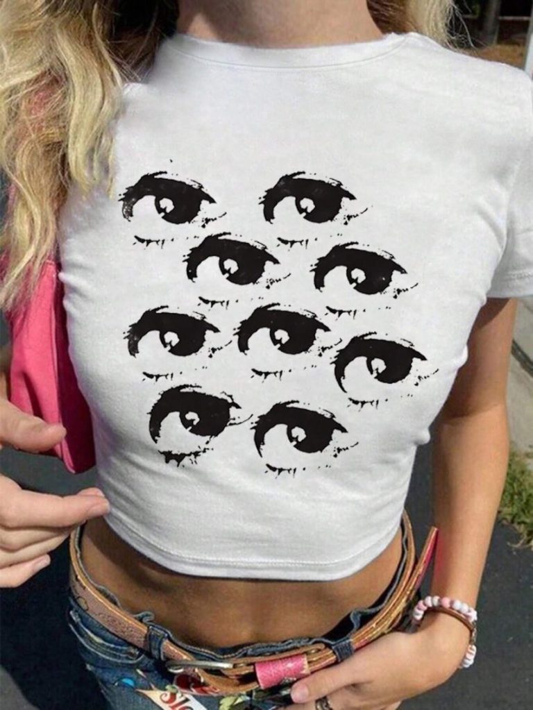 Beige Smiley Print Square Tee