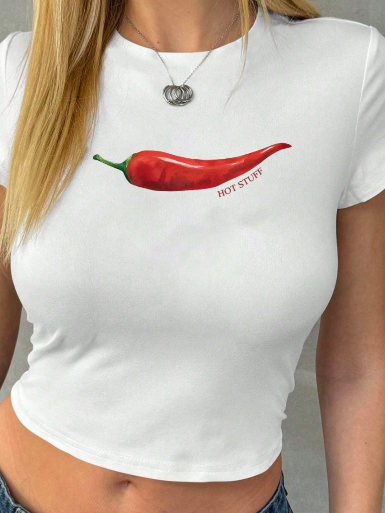 Red Smiley Print Square Tee