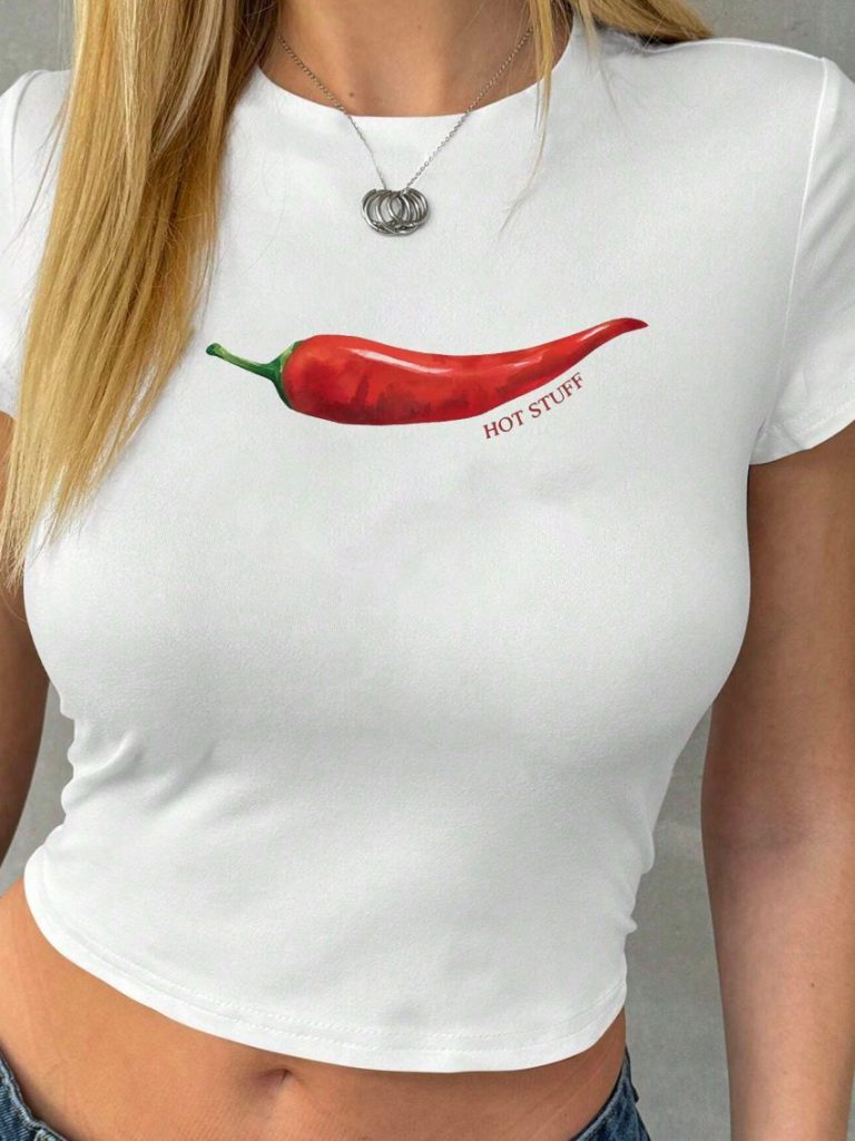 Red Smiley Print Square Tee