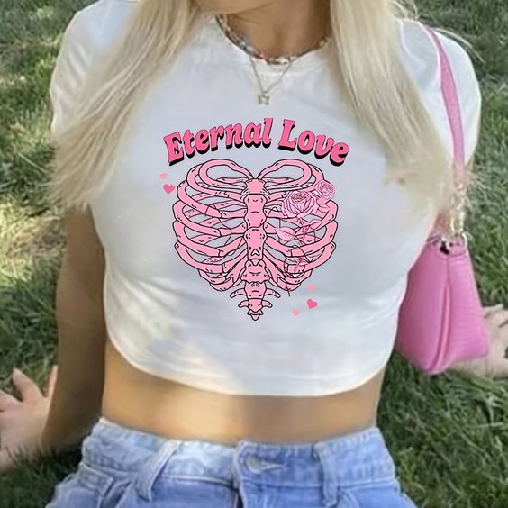 Pink Butterfly Print Crew Top