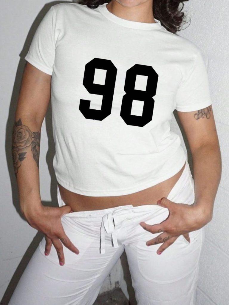 White Letter Print Square Tee