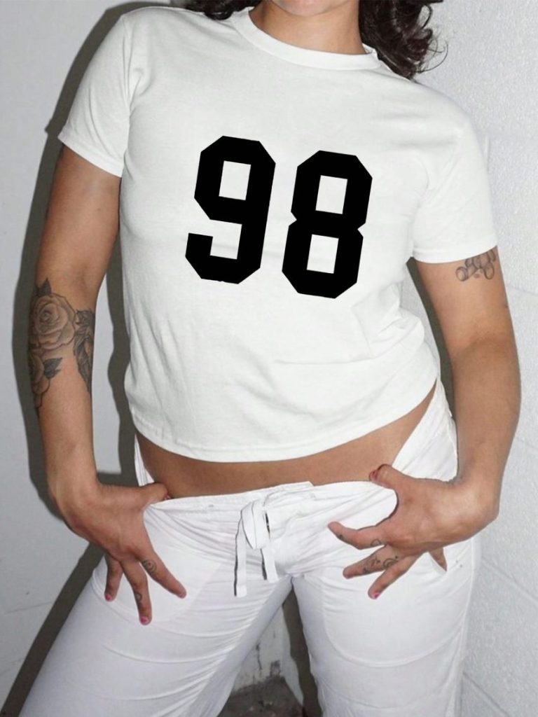 White Letter Print Square Tee