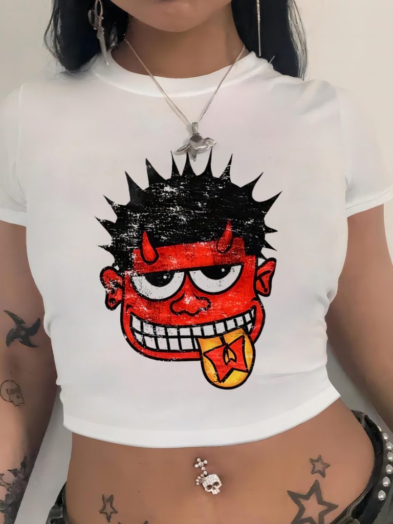 Red Cartoon Print Tee