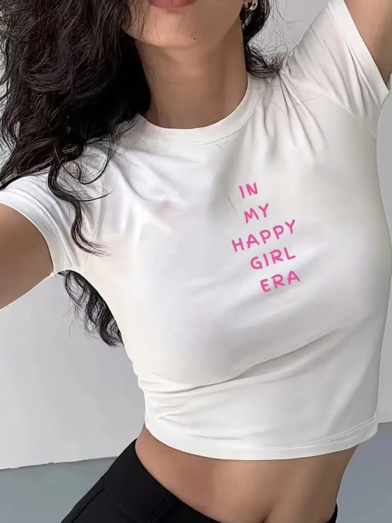 Pink Letter Print Collared Top
