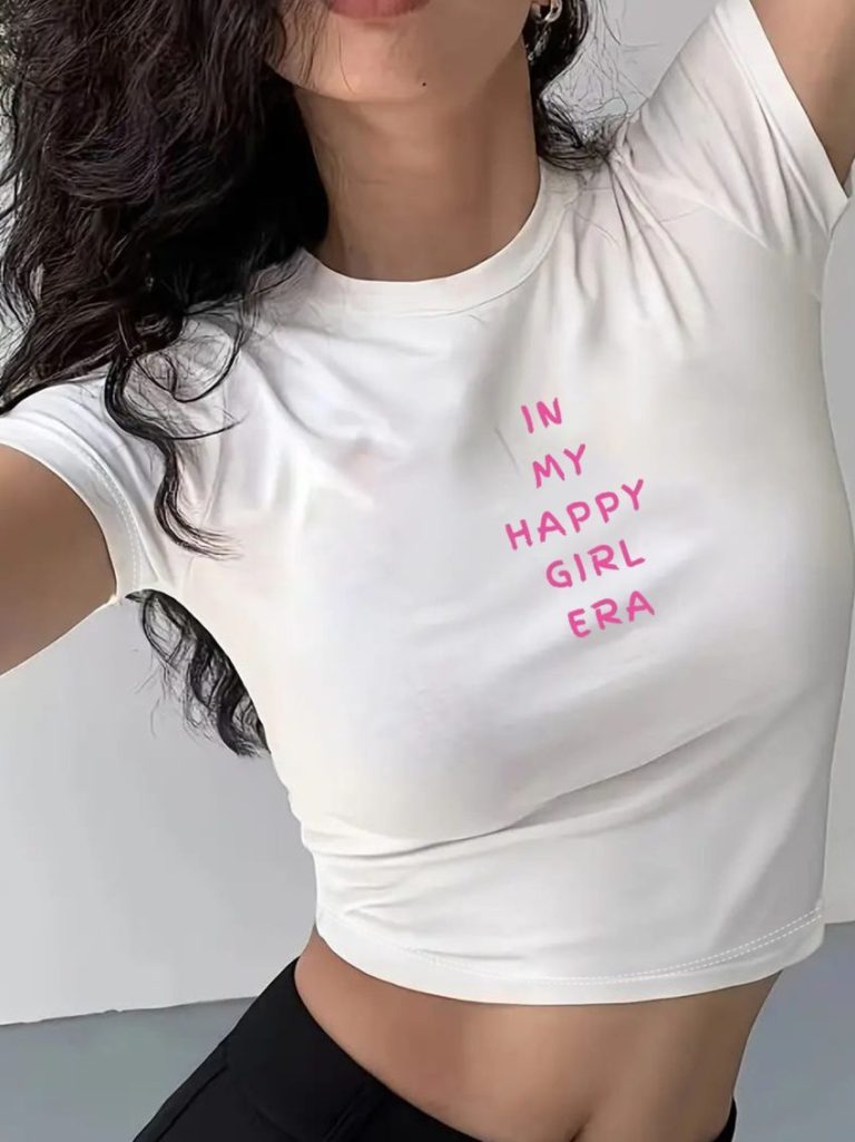 Pink Letter Print Collared Top