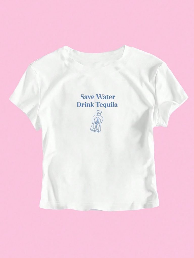 Blue Letter Print Halter Tee