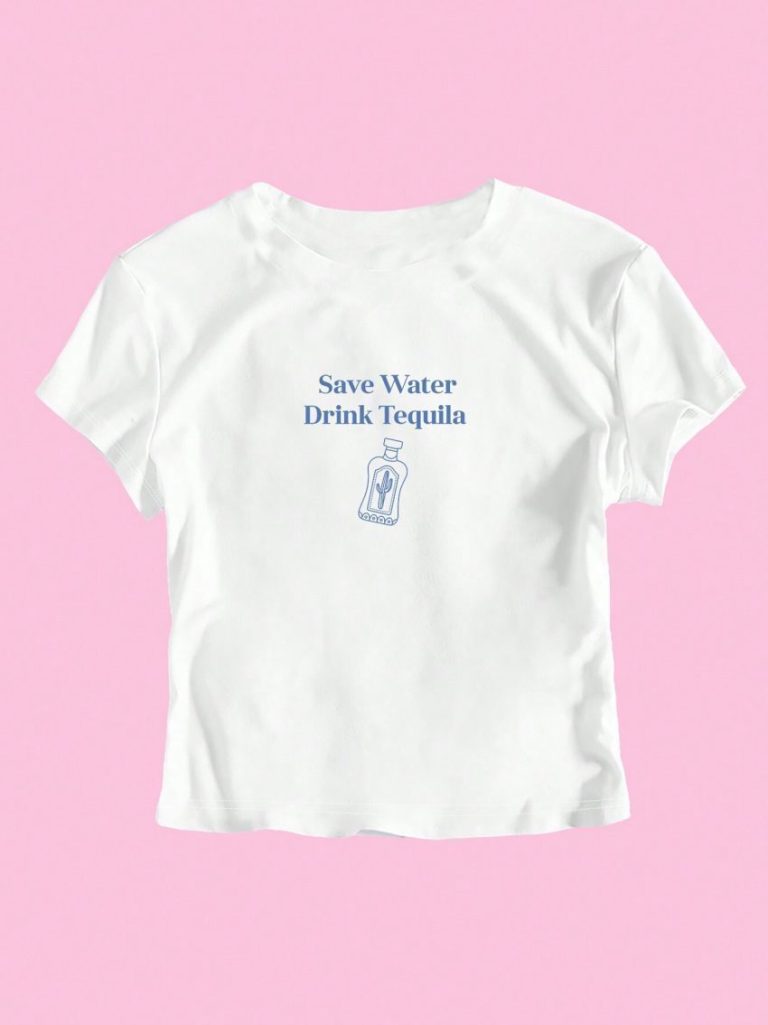 Blue Letter Print Halter Tee