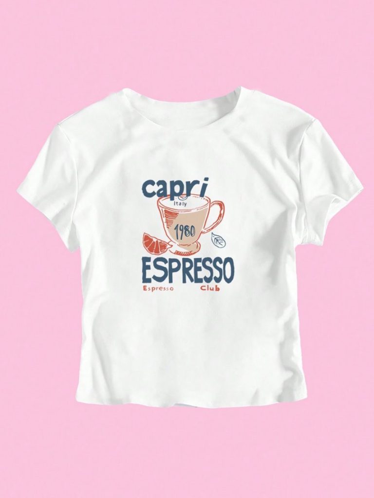 Brown Letter Print Crew Tee
