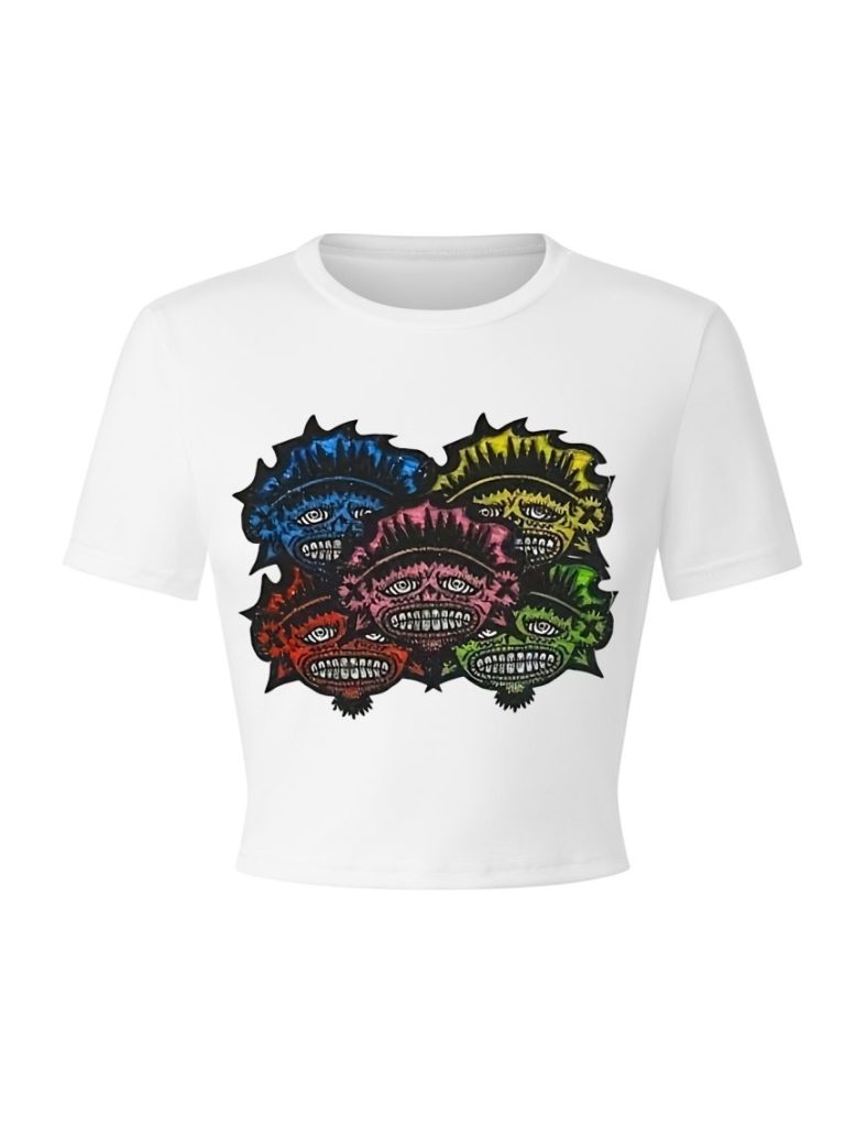 Multicolor Abstract Print Collared Tee