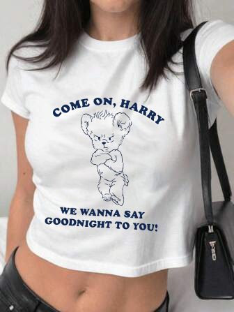 Gray Cartoon Print Halter Tee