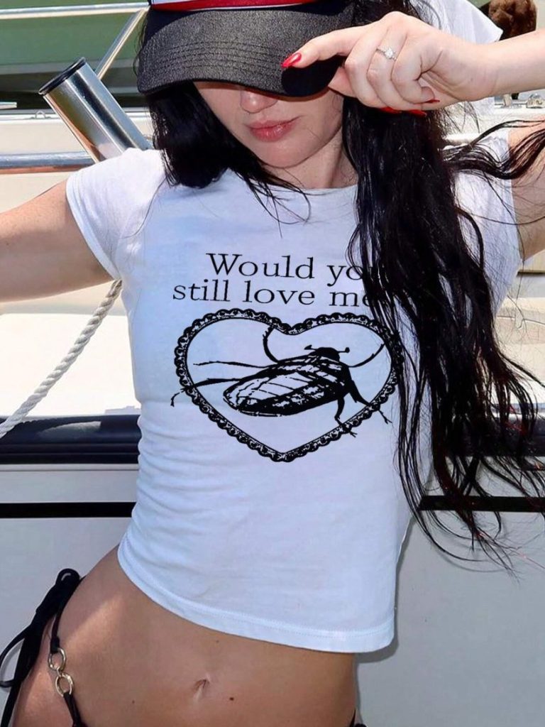 White Heart Print Tee