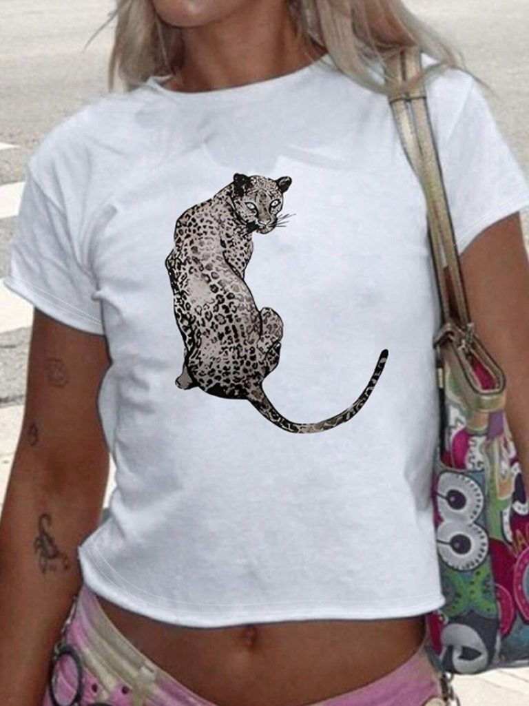Gray Leopard Print Square Tee
