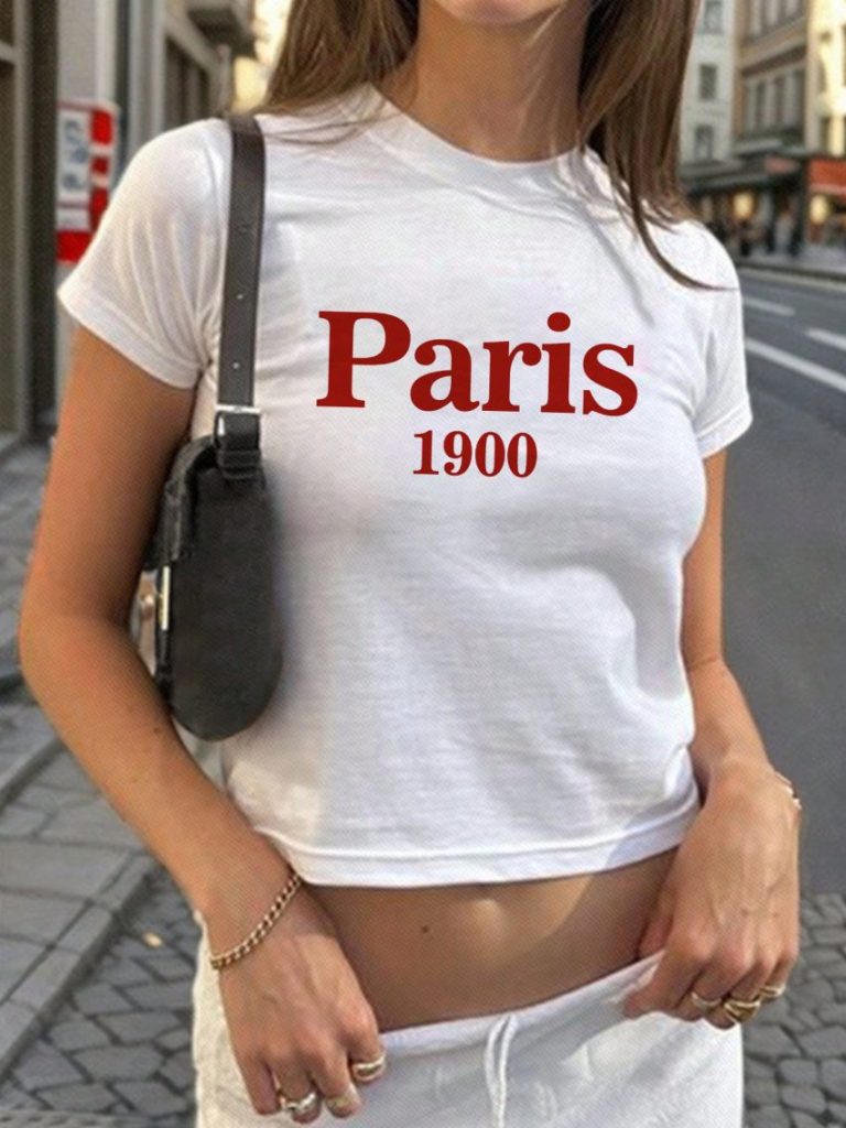 White Letter Print Tee