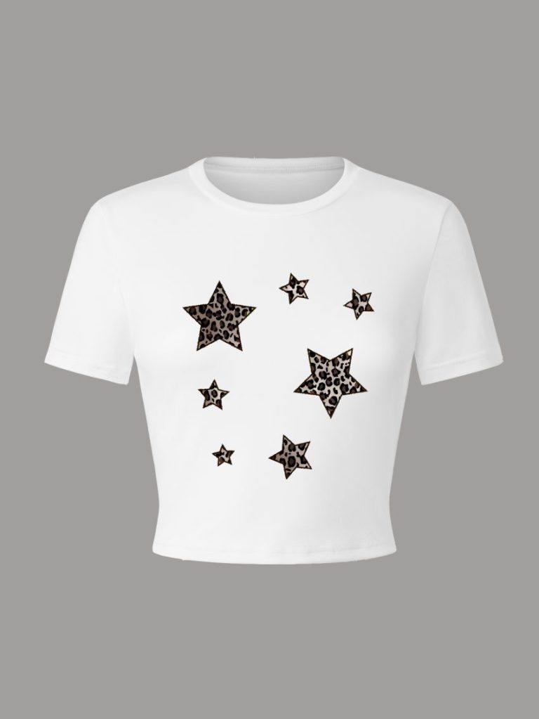 Beige Star Print Tee