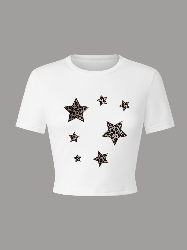 Beige Star Print Tee