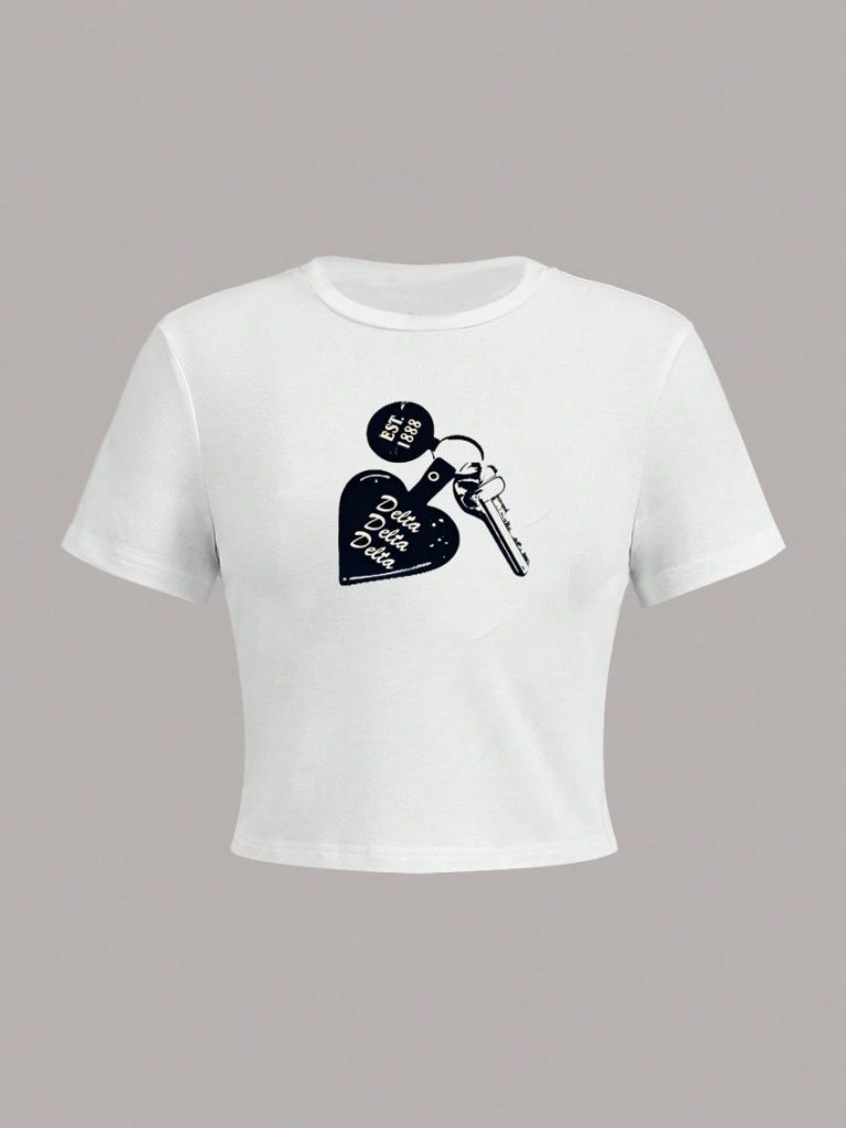 Black Heart Print V-Neck Tee