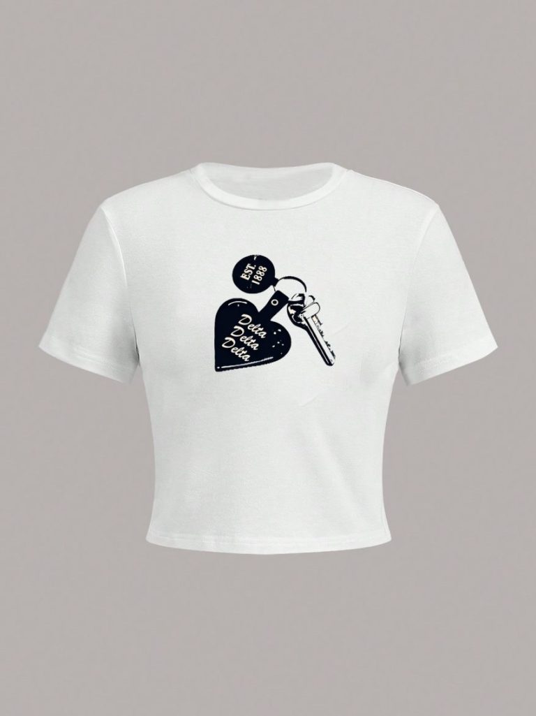 Black Heart Print V-Neck Tee