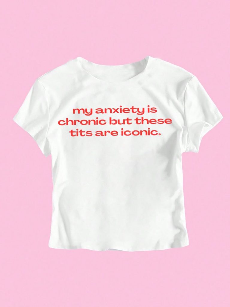 Multicolor Letter Print V-Neck Tee